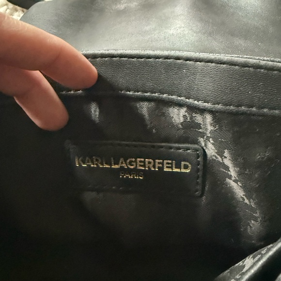 Black Karl lagerfeld leather quilted shoulder bag  gold hardware quilted… - Picture 5 of 6